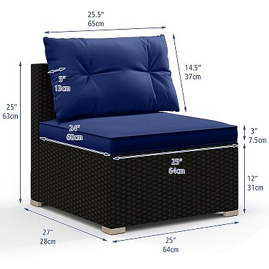 5 Piece Outdoor Furniture Set with Solid Tabletop and Soft Cushions