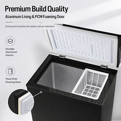 Loheer Chest Freezer - 80L Compact Deep Freezer for Home, Foaming door