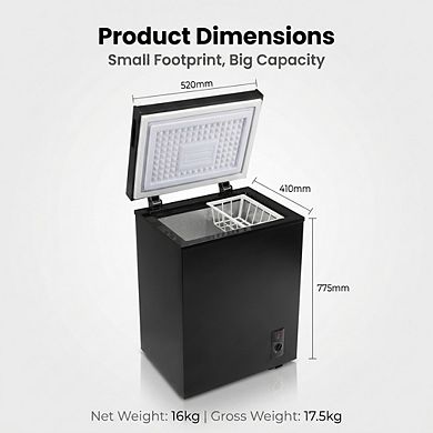 Loheer Chest Freezer - 72L Compact Mini Deep Freezer for Food Storage
