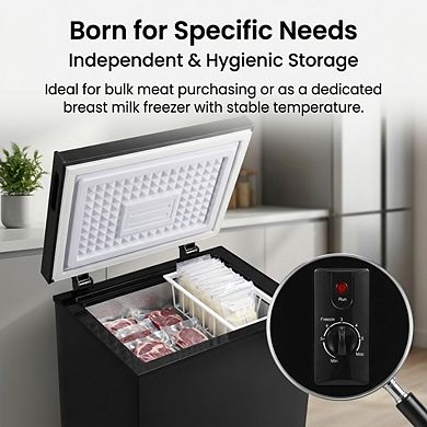 Loheer Chest Freezer - 72L Compact Mini Deep Freezer for Food Storage