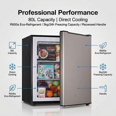 Loheer 80L Compact Chest Freezer, Single Door Deep Freezer for Home Garage and Apartment