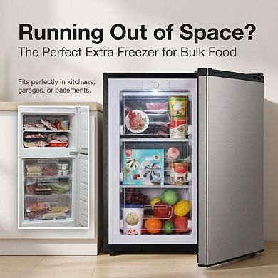 Loheer 80L Compact Chest Freezer, Single Door Deep Freezer for Home Garage and Apartment