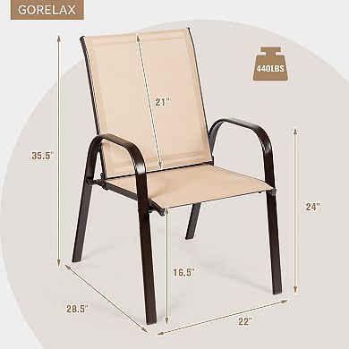 Patio Dining Chairs Set of 2 Outdoor Armchairs with Steel Frame