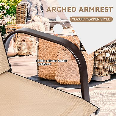 Patio Dining Chairs Set of 2 Outdoor Armchairs with Steel Frame