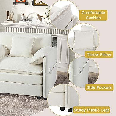 Deep-Seat L-Shape Chenille Sectional with Ottoman - Modular Cloud Couch