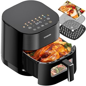 CARORI 6-qt Air Fryer - 1700W Digital Air Fryer with 12 Presets, Oil filter tray,and Recipe Book
