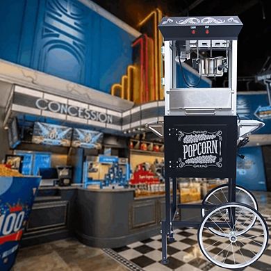 Loheer Freestanding Popcorn Machine with Cart, 8oz for Concession Stand