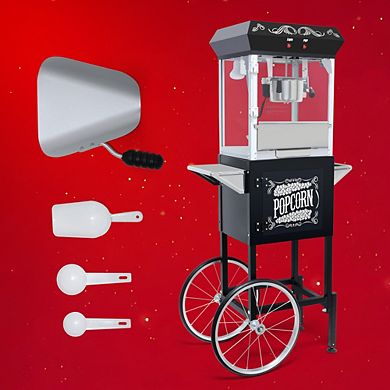 Loheer Freestanding Popcorn Machine with Cart, 8oz for Concession Stand