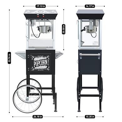 Loheer Freestanding Popcorn Machine with Cart, 8oz for Concession Stand