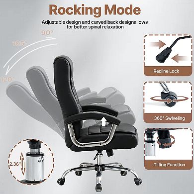 High Back Executive Office Chair-Heavy Duty Padded Boss Desk Chair with Spring Seat Cushion