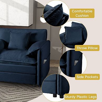 Oversized U-Shape Chenille Sectional - 3-Seat Cloud Couch with 2 Ottomans