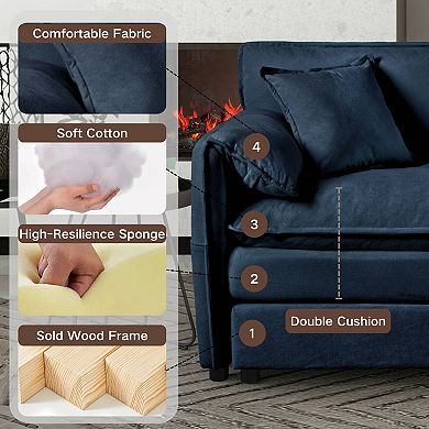 Oversized U-Shape Chenille Sectional - 3-Seat Cloud Couch with 2 Ottomans