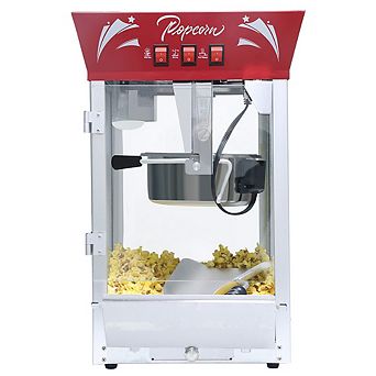 Loheer Popcorn Maker Machine 6oz, Stainless Steel Countertop Popper with Tempered Glass