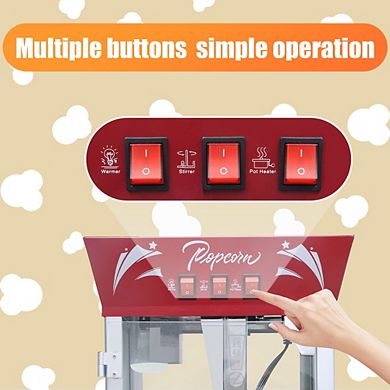 Loheer Popcorn Maker Machine 6oz, Stainless Steel Countertop Popper with Tempered Glass