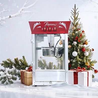 Loheer Popcorn Maker Machine 6oz, Stainless Steel Countertop Popper with Tempered Glass