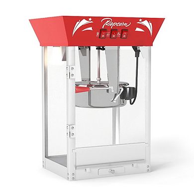 Loheer Popcorn Maker Machine 6oz, Stainless Steel Countertop Popper with Tempered Glass