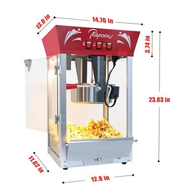 Loheer Popcorn Maker Machine 6oz, Stainless Steel Countertop Popper with Tempered Glass