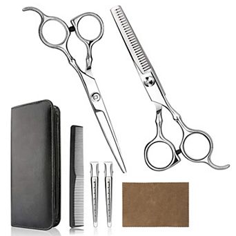 Professional Hair Cutting Scissors Set, 6 Inch Stainless Steel Thinning Shears Set with Case
