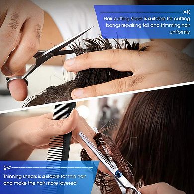 Professional Hair Cutting Scissors Set, 6 Inch Stainless Steel Thinning Shears Set with Case
