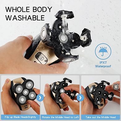 Electric Shaver for Bald Heads, Multifunctional Rotary Razor Kit, Waterproof, Wet Dry Trimmer