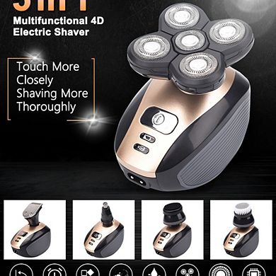 Electric Shaver for Bald Heads, Multifunctional Rotary Razor Kit, Waterproof, Wet Dry Trimmer