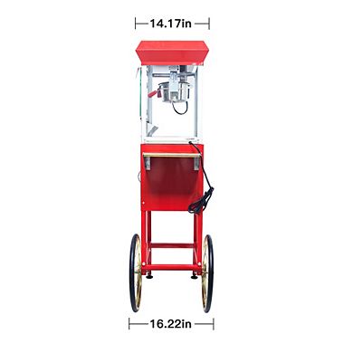 Loheer Popcorn Machine with Cart - 8oz Popper with Heated Warming Deck