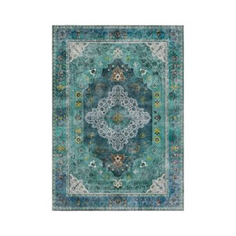 Machine Washable Vintage Area Rug for Living Room, Non-Slip Floral Rugs for Bedroom Office Kitchen