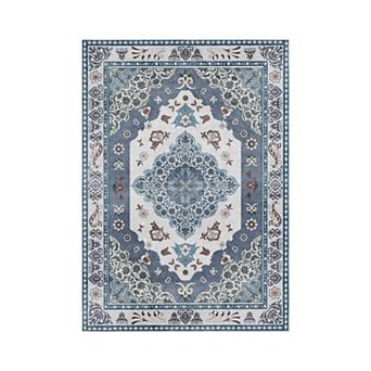 Machine Washable Vintage Area Rug for Living Room, Non-Slip Floral Rugs for Bedroom Office Kitchen