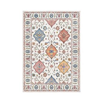 Machine Washable Vintage Area Rug for Living Room, Non-Slip Floral Rugs for Bedroom Office Kitchen
