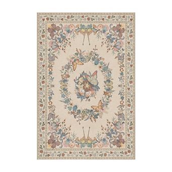 Machine Washable Area Rug, Floral Butterfly Rug for Living Room, Vintage Rugs for Bedroom Home Decor