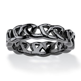 Men's Black ION-Plated Stainless Steel Barbed Wire-Style Wedding Band