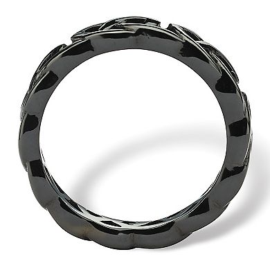 Men's Black ION-Plated Stainless Steel Barbed Wire-Style Wedding Band