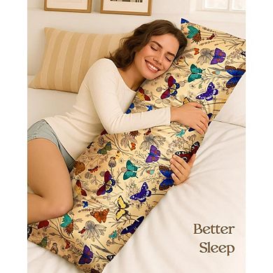 Butterfly Satin Body Pillow Cover, Silky Soft, Zipper Closure, Skin Friendly