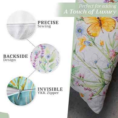 Decorative Butterfly Cotton Throw Pillow Cover with Invisible Zipper