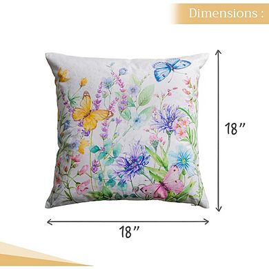 Decorative Butterfly Cotton Throw Pillow Cover with Invisible Zipper