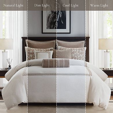 9-Piece King Comforter Set, Textured Slub Fabric, Removable Shell & Decorative Pillows