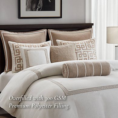 9-Piece King Comforter Set, Textured Slub Fabric, Removable Shell & Decorative Pillows