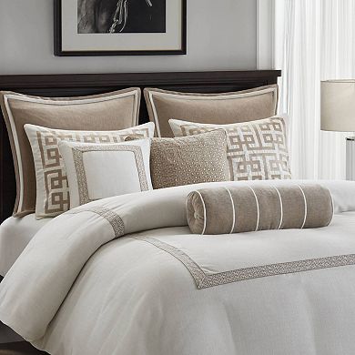 9-Piece King Comforter Set, Textured Slub Fabric, Removable Shell & Decorative Pillows