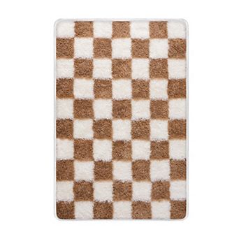 Checkered Rugs for Living Room, Shag Fluffy Area Rug, Carpet for Bedroom, Dorm Home Decor Aesthetic