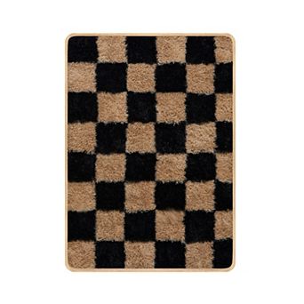 Checkered Rugs for Living Room, Shag Fluffy Area Rug, Carpet for Bedroom, Dorm Home Decor Aesthetic