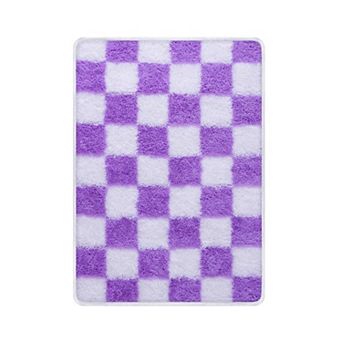 Checkered Rugs for Living Room, Shag Fluffy Area Rug, Carpet for Bedroom, Dorm Home Decor Aesthetic
