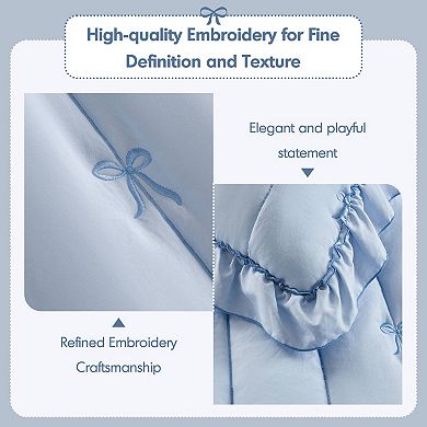 2- Piece Playful Bow Embroidery Design Twin/Twin XL Set