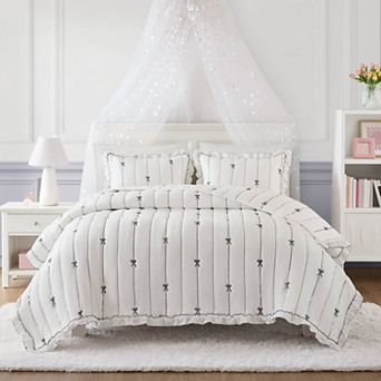 3- Piece Playful Bow Embroidery Design Full/Queen Set