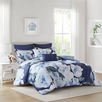 7 pc King Flower Printed Comforter Set, 100% Cotton Face, Breathable for All Seasons