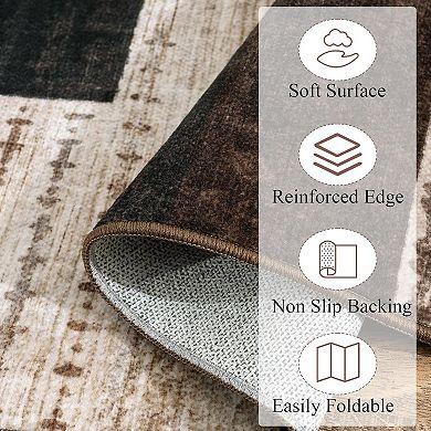 Modern Area Rug for Living Room, Geometric Rug for Bedroom Home Decor, Patchwork Carpet for Office