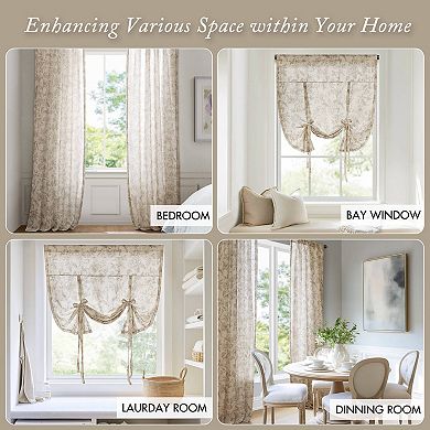 2-Pack 42x84" Curtain Panel Botanical Print, Linen-Blend, Light Filtering for Living Room