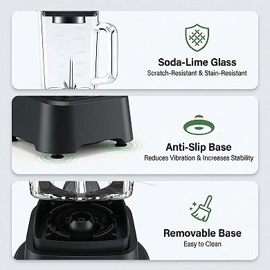 Professional Ice Cream Blender, 54 oz Glass Cup, Ice Crushing, Multi-Speed for Home