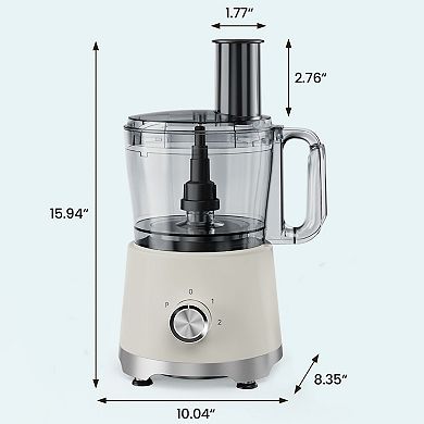 10.5-Cup Food Processor, 5 Blades & 3 Modes, Stainless Steel, Dishwasher-Safe for Smoothie & Dough