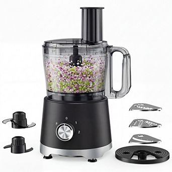 10.5 cup Food Processor, 5 Blades & 3 Modes, Stainless Steel, Dishwasher-Safe for Smoothie & Dough