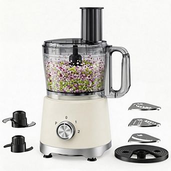 10.5 cup Food Processor, 5 Blades & 3 Modes, Stainless Steel, Dishwasher-Safe for Smoothie & Dough